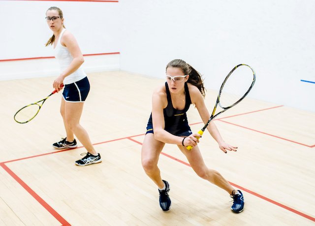 US girls playing squash